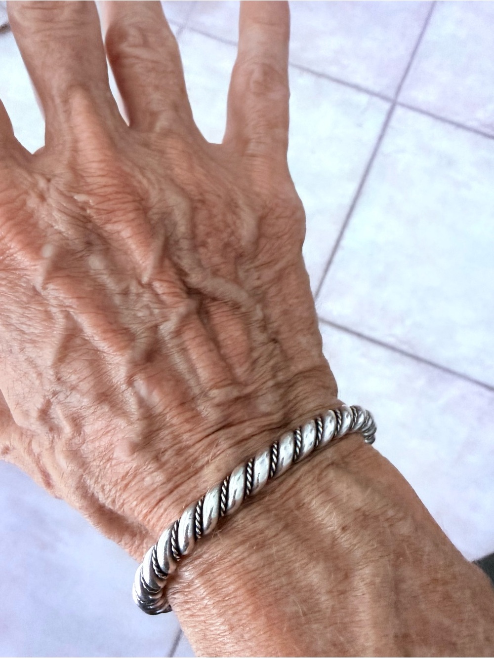 Twisted Rope Open Cuff Bracelet - Sterling Silver 3/4 ounce - Picture 2 of 3